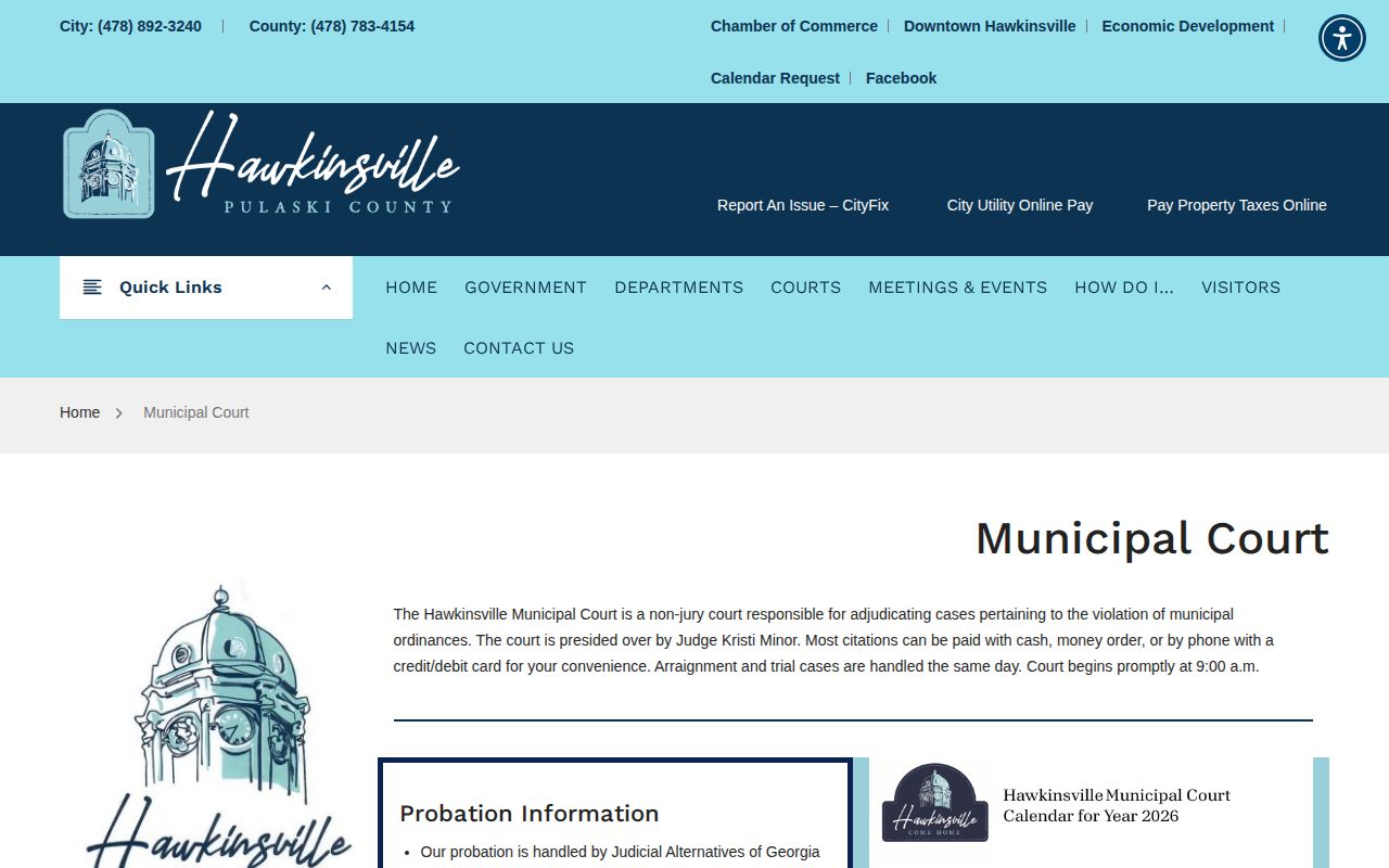 Hawkinsville Municipal Court records and contact information