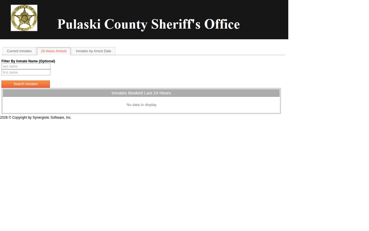 Pulaski County last 24 hours booking feed