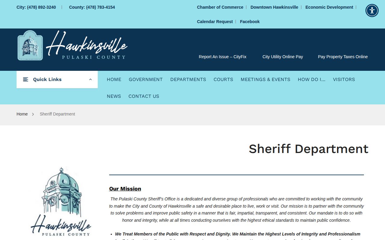 Pulaski County Sheriff Department gateway for jail and booking records